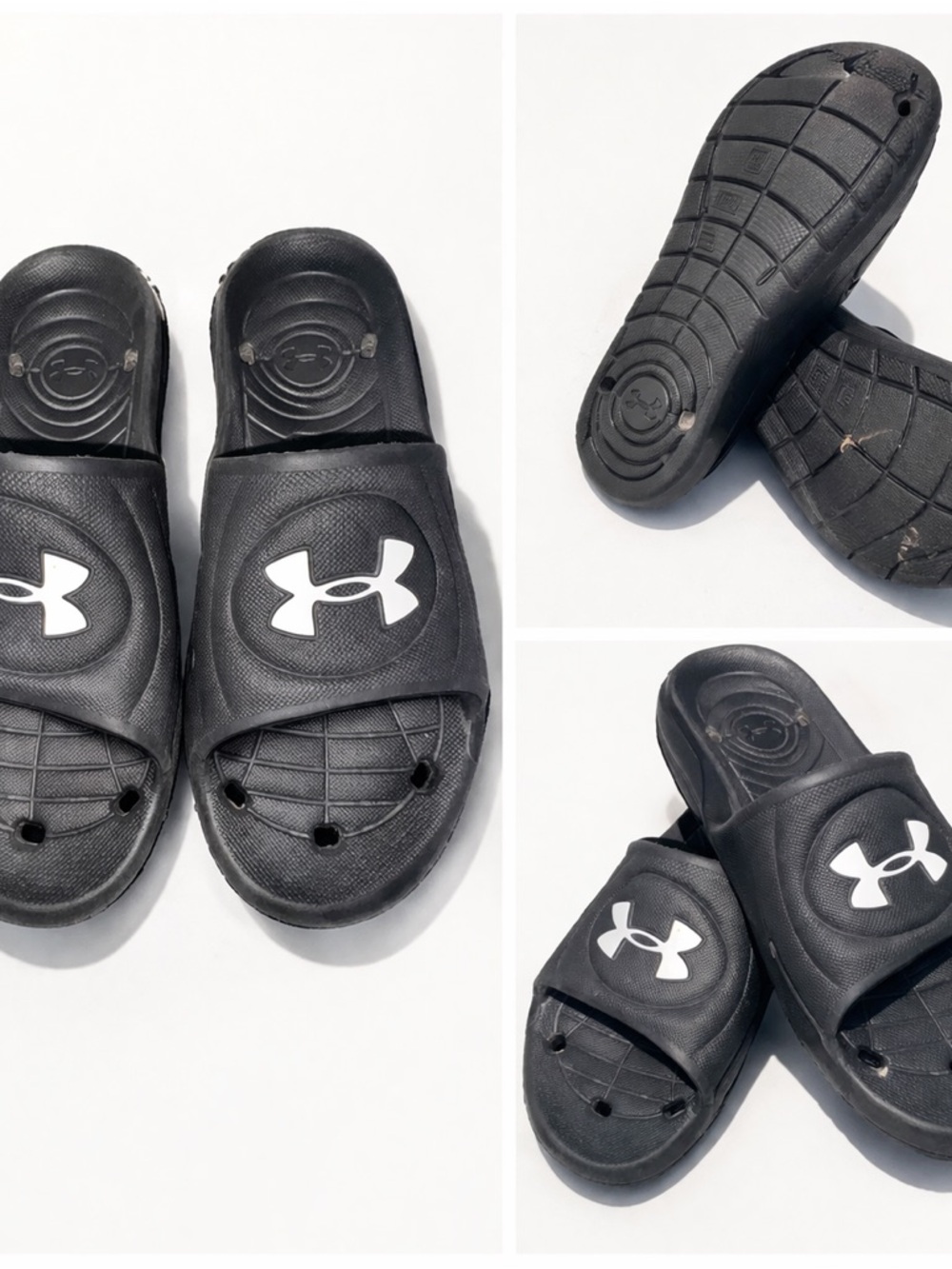 Under Armour Black and White Logo Slide Sandals